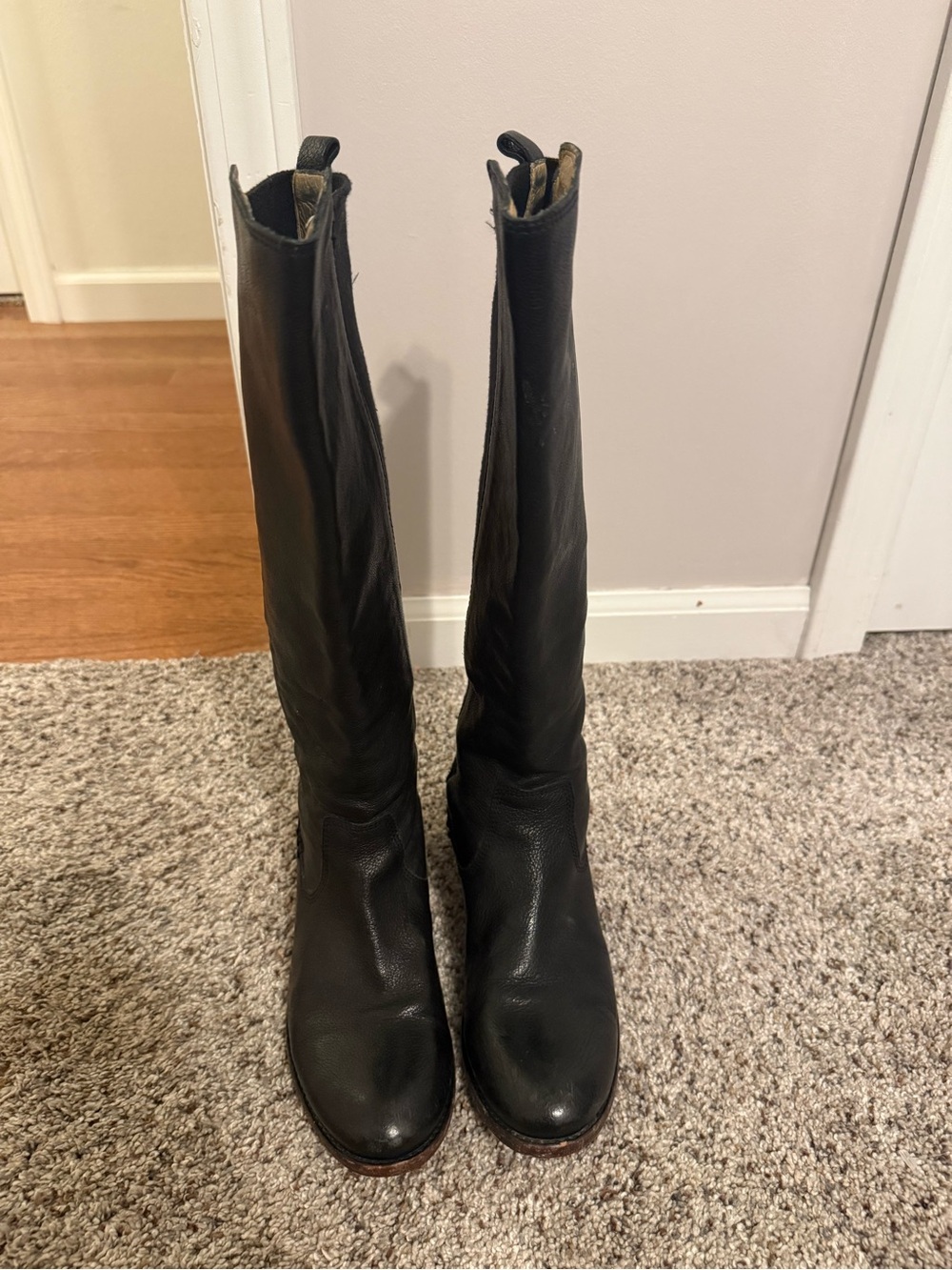 Frye Black Women's Tall Leather Riding Boots 6 - Picture 3 of 11